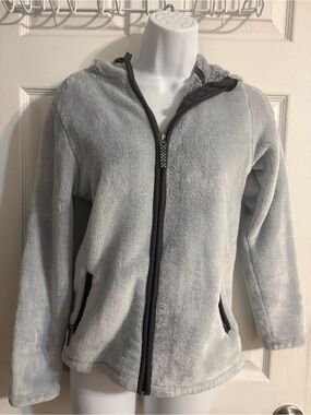 Land’s End Cozy Light Gray Fleece Zip-Up Hoodie